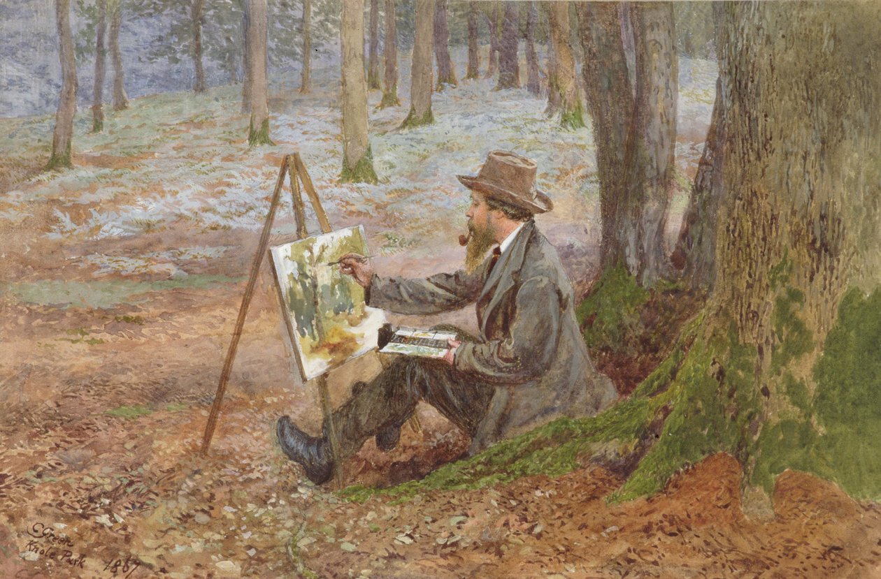 Pintura en acuarela en los bosques de Knole Park, cerca de Sevenoaks, Kent de Charles Green