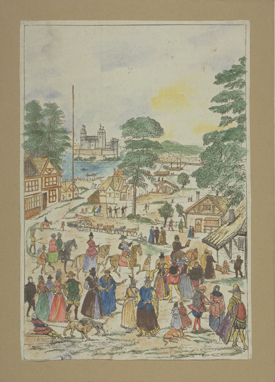 Vista de una fiesta en Fair Street, Southwark, c.1850 de Charles Grignion