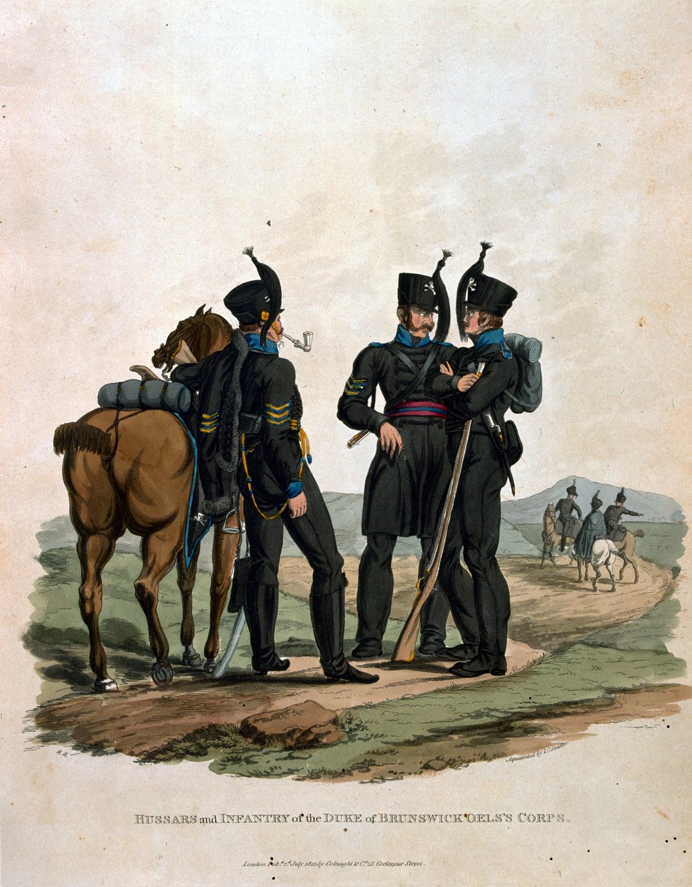 Húsares e infantería del Cuerpo del Duque de Brunswick Oels, de 