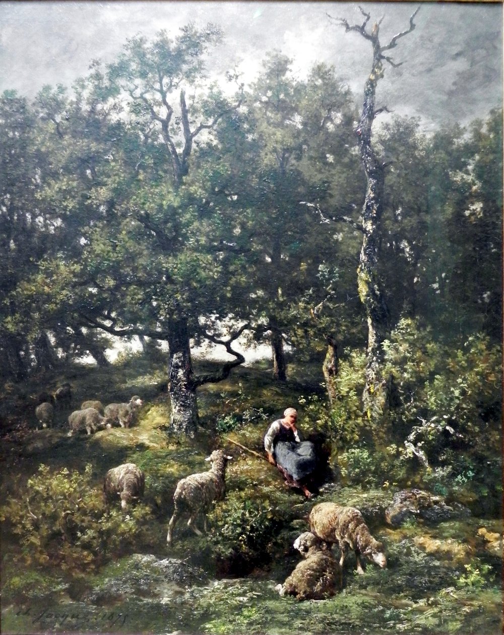 Pastora con rebaño de Charles Jacque