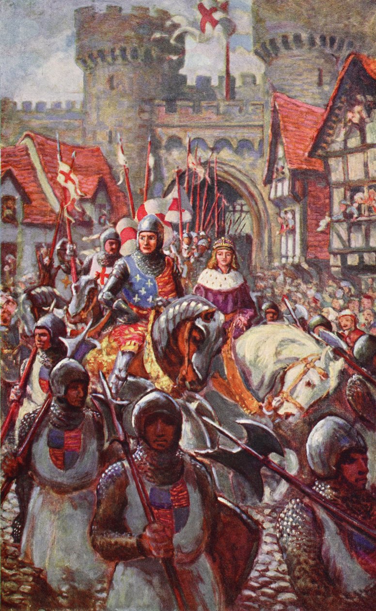 Eduardo V entra en Londres con el Duque Ricardo, 1483, ilustración de 