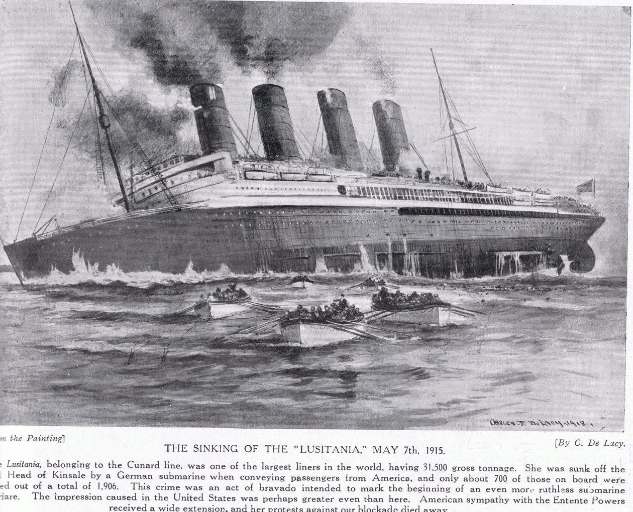 El hundimiento del Lusitania 7 de mayo de 1915 de Charles John de Lacy