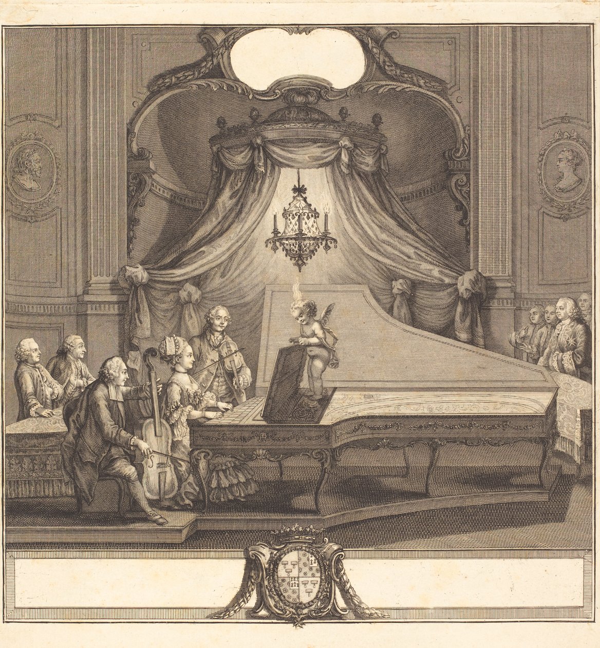 Le concert mecanique, grabado por Joseph de Longueil, 1769 de Charles Joseph Dominique Eisen