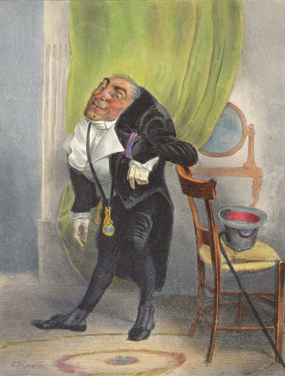 Charles Louis Philippe Henri Dieudonne Mayeux, nacido en París 7 Fructidor An 2, Decorado con el Lys y la Croix de Juillet, Miembro del Caveau Moderne y de Varias Otras Academias de Charles Joseph Travies de Villiers