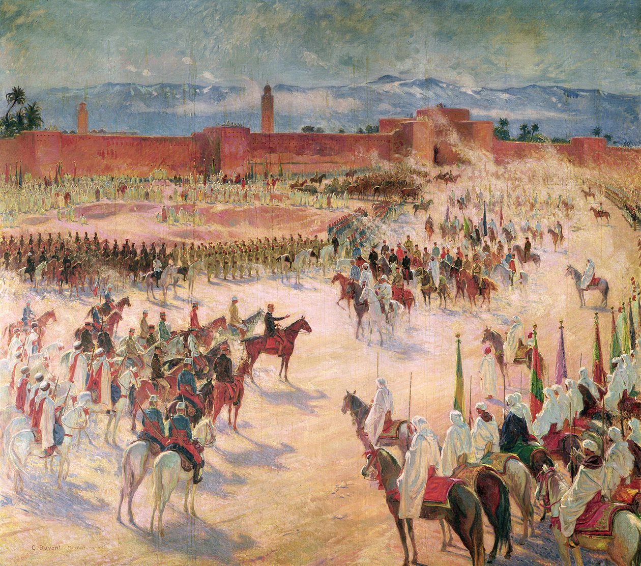 La Entrada del General Lyautey (1854-1934) y el General Mangin (1862-1925) en Marrakech en 1912, 1915 de Charles Jules Duvent