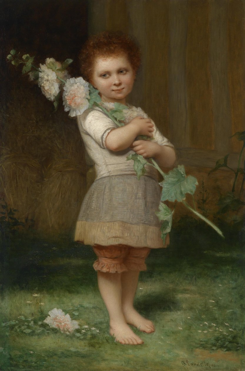 Niña con una rama de malva de Charles Landelle