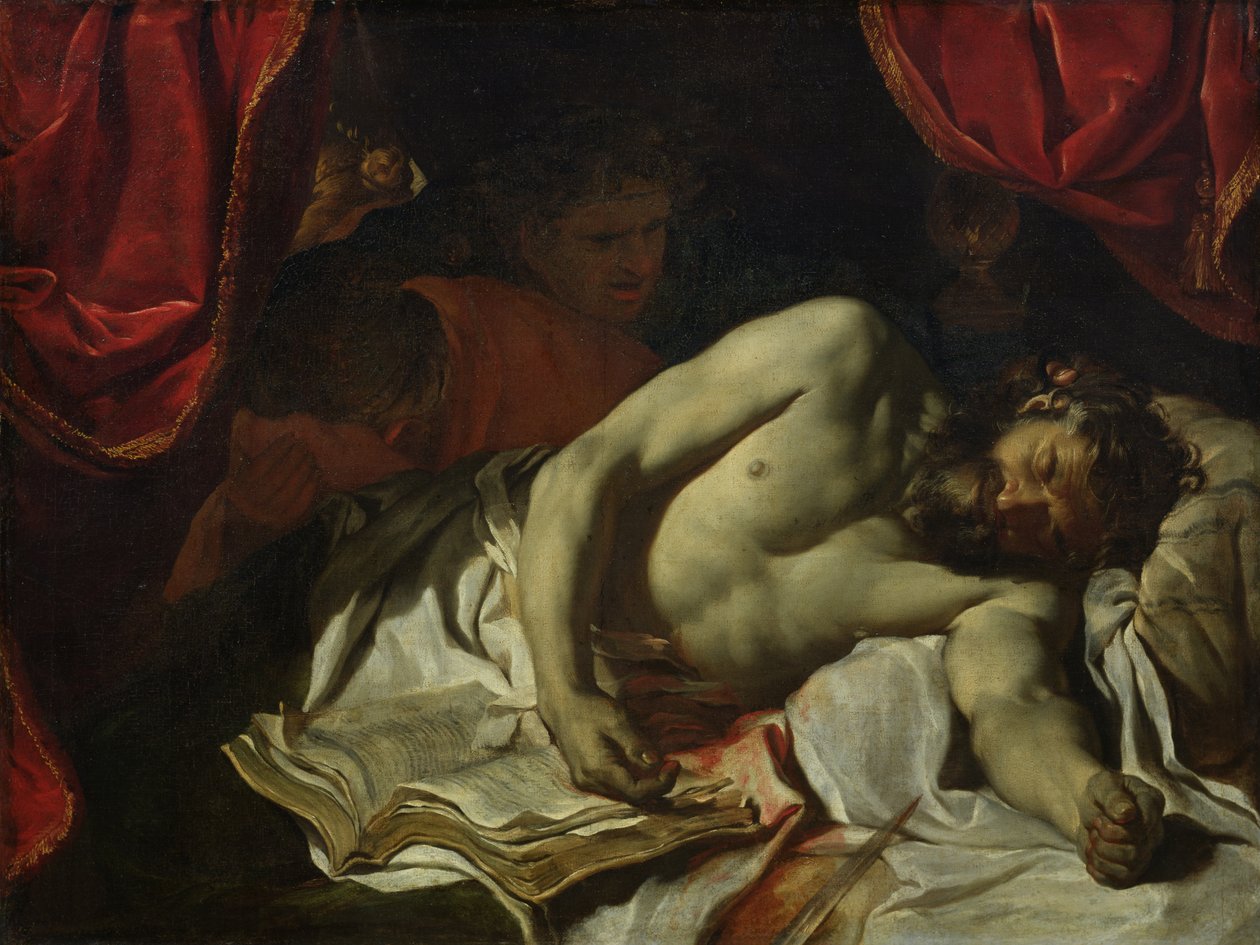 La muerte de Cato de Útica (95-46 a.C.) 1646 de Charles Le Brun