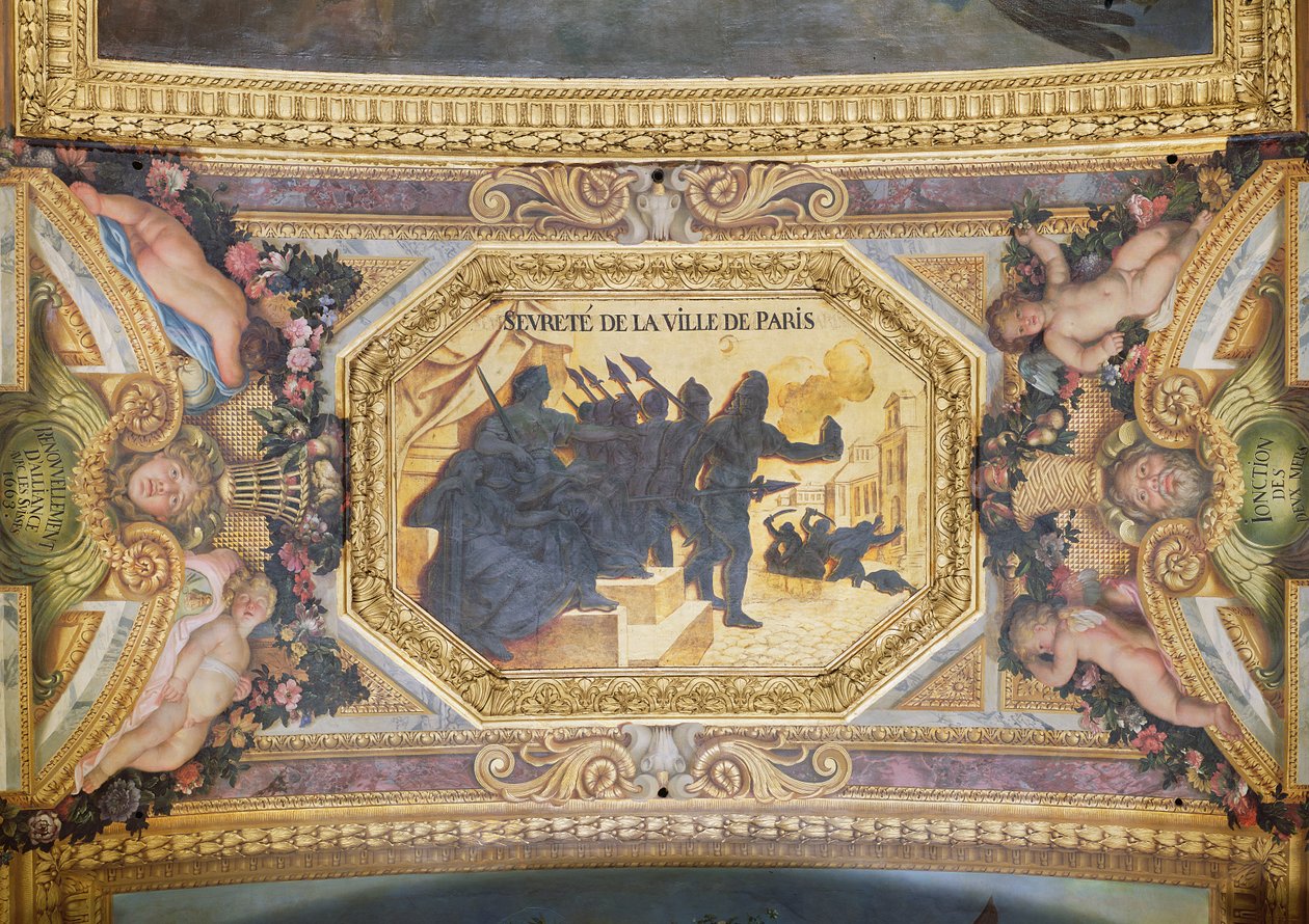 La Resistencia de París, pintura del techo de la Galería de los Espejos de Charles Le Brun