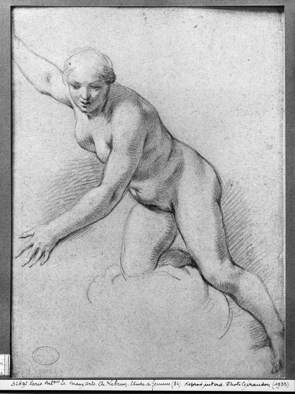 Mujer arrodillada en una nube de Charles Le Brun