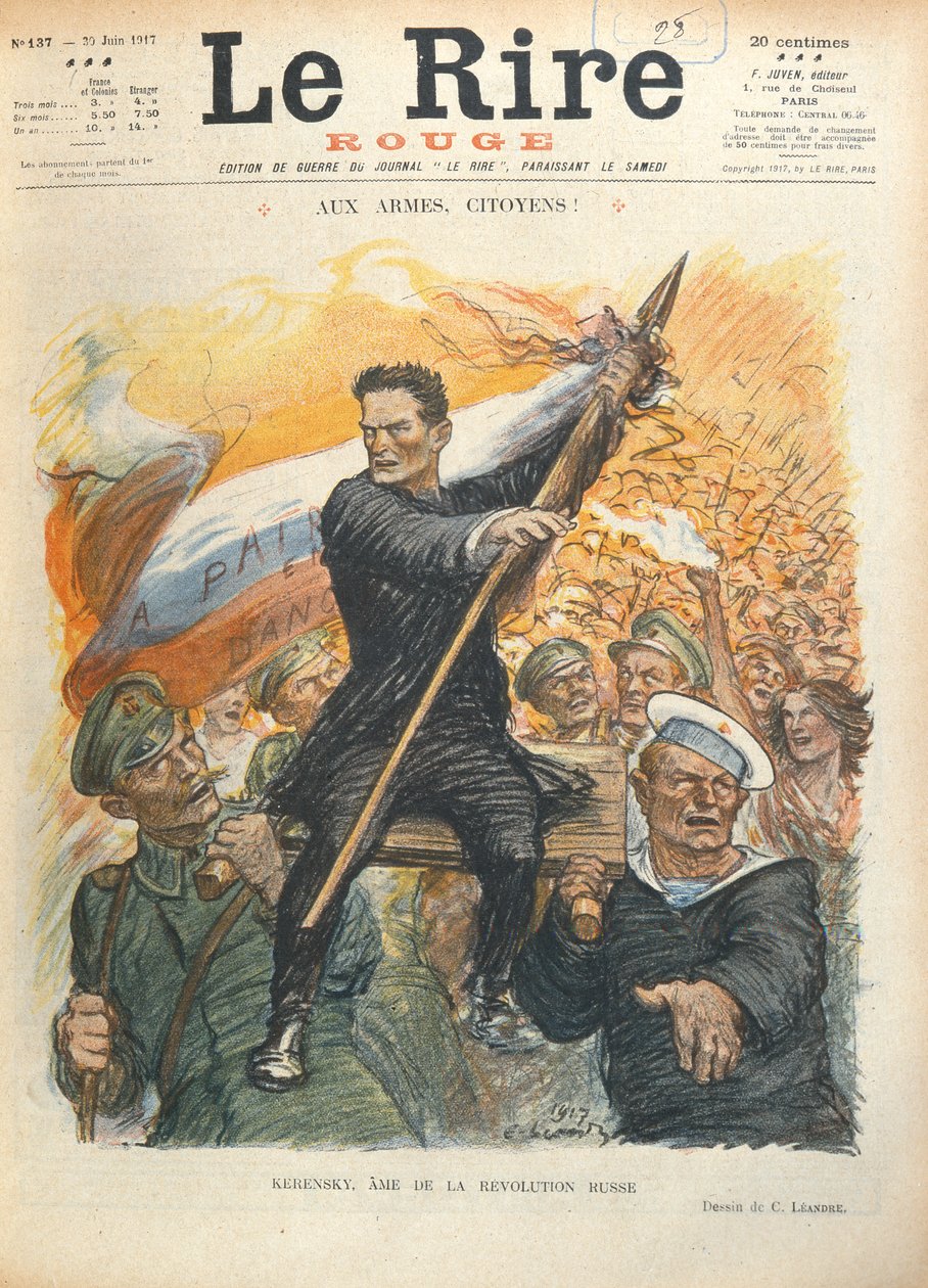 Caricatura de Alexander Kerensky (1881-1970), portada de la revista francesa 