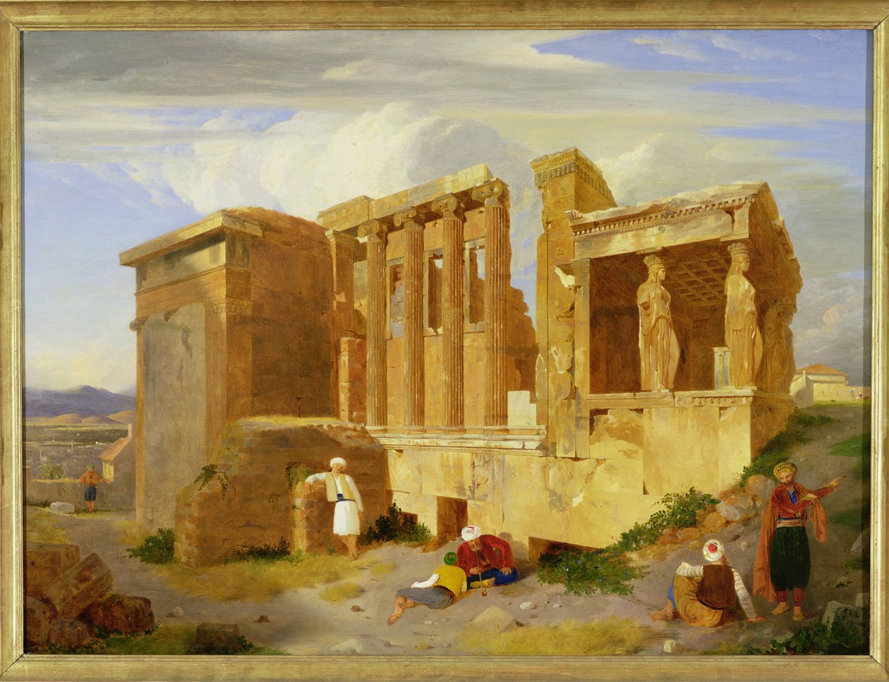 El Erecteón, Atenas, con figuras en primer plano, 1821 de Charles Lock Eastlake