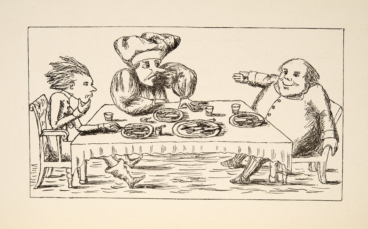 El Padre William después de comer el ganso, ilustración de Las aventuras de Alicia bajo tierra, publicado en 1886 de Charles Lutwidge Dodgson
