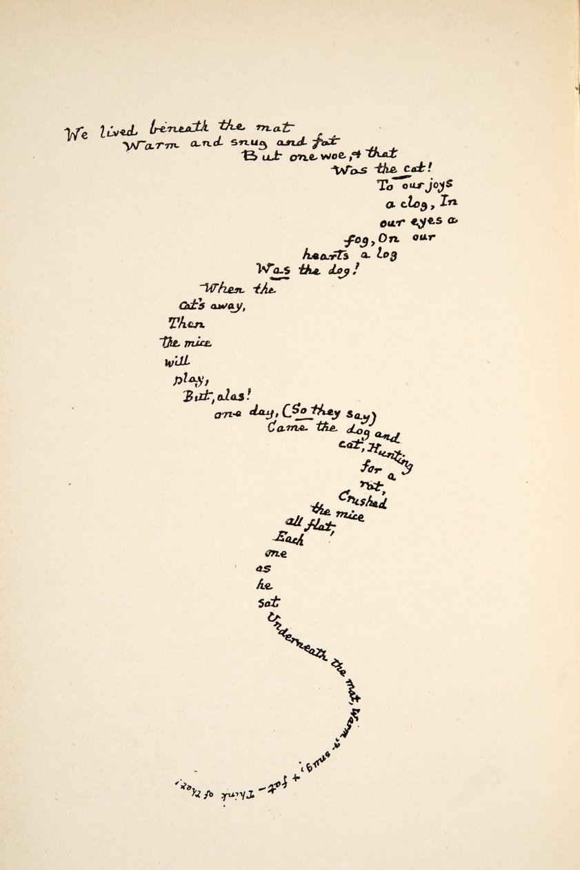 La cola del ratón, ilustración de Las aventuras de Alicia bajo tierra, publicado en 1886 de Charles Lutwidge Dodgson