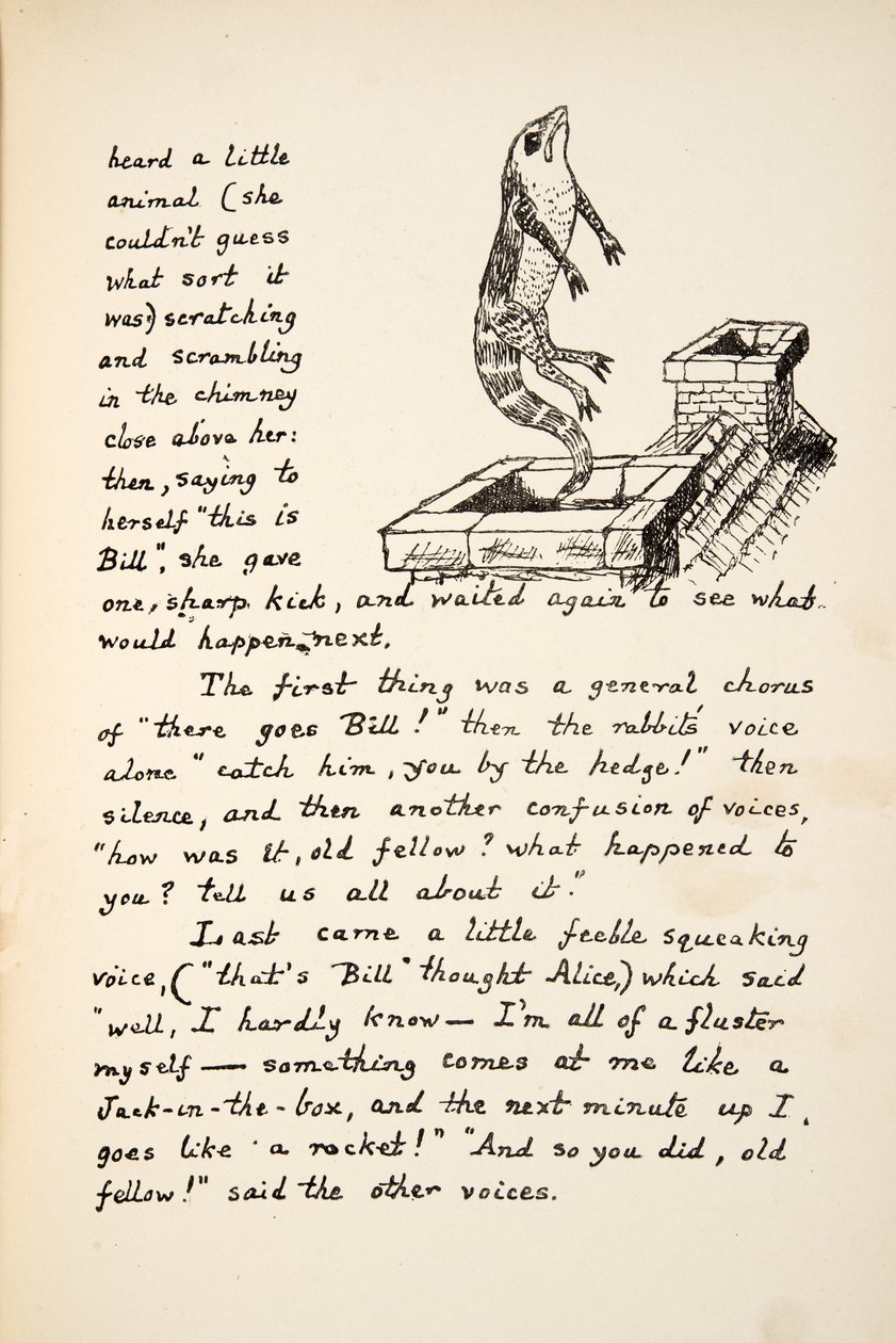Ahí va Bill, ilustración de Las aventuras de Alicia bajo tierra, publicado en 1886 de Charles Lutwidge Dodgson