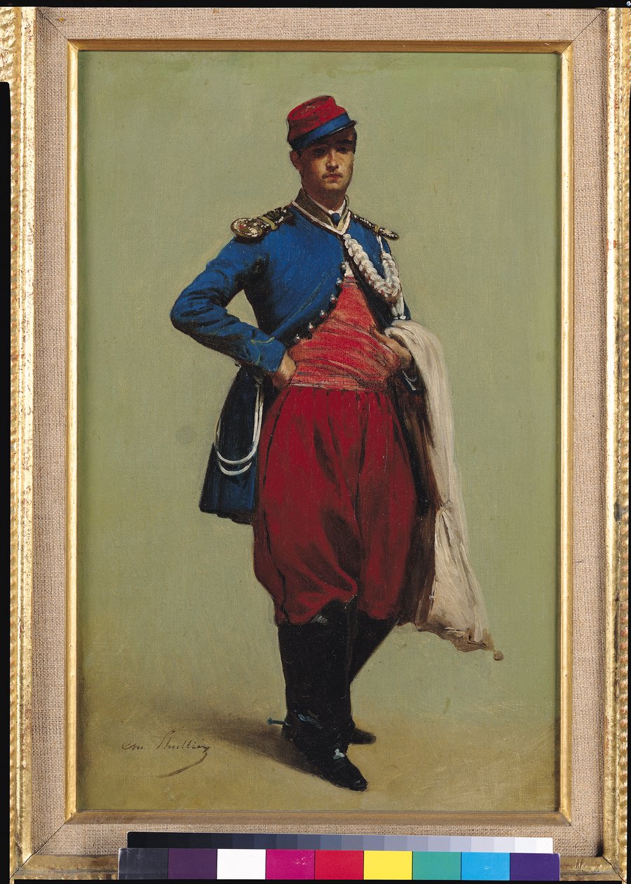 Retrato de Claude Monet (1840-1926) en uniforme, 1861 de Charles Marie Lhuillier
