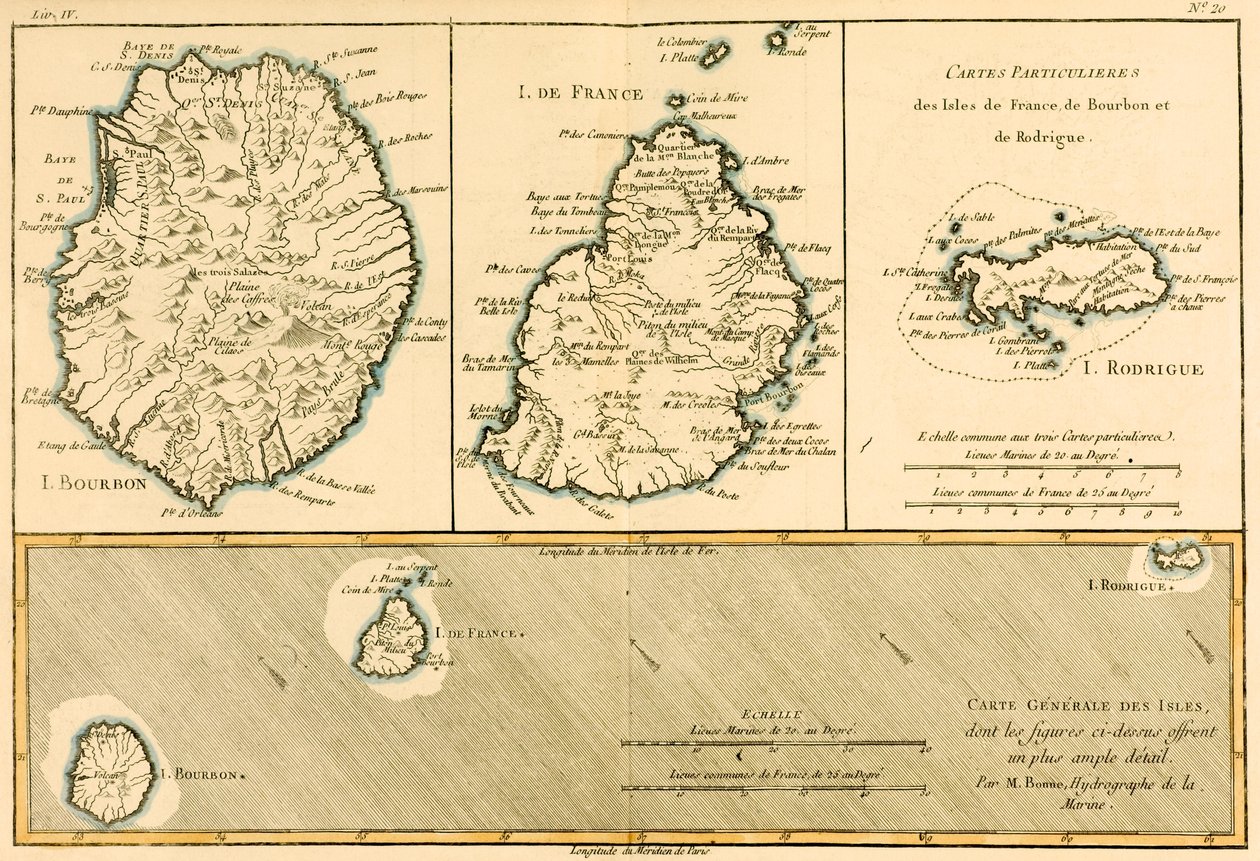 Las islas de Rodríguez, Isla de Francia y Borbón, de 