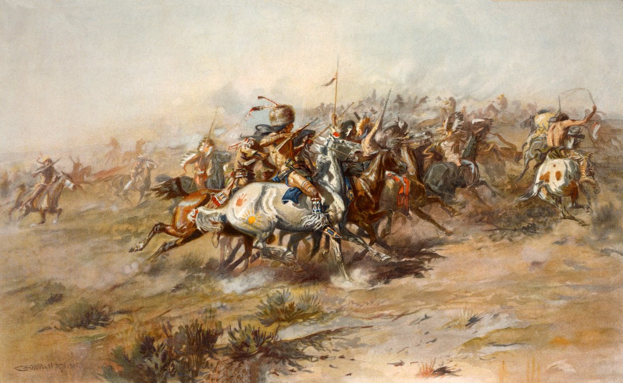La batalla de Little Bighorn, junio 1876 de Charles Marion Russell
