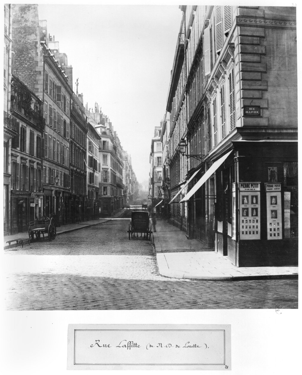 Rue Laffitte, desde la iglesia Notre-Dame-de-Lorette, París, 1858-78 de Charles Marville