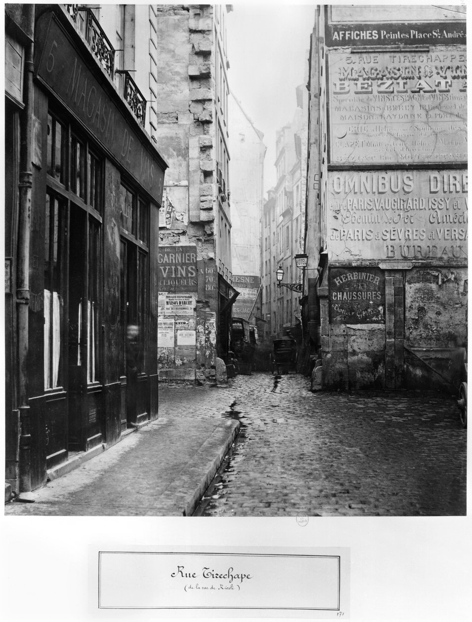Rue Tirechape, desde rue de Rivoli, París, 1858-78 de Charles Marville
