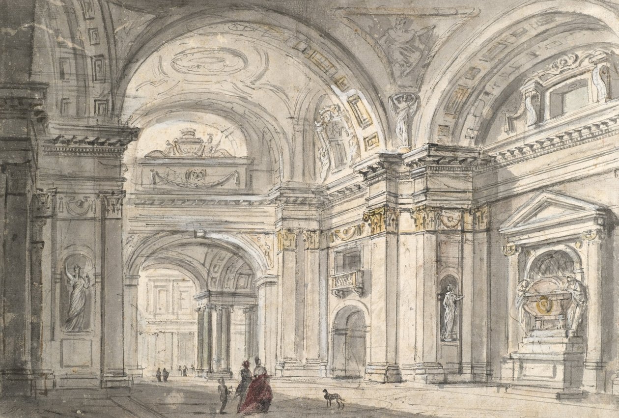 Vista del interior de una iglesia de Charles Michel Ange Challe