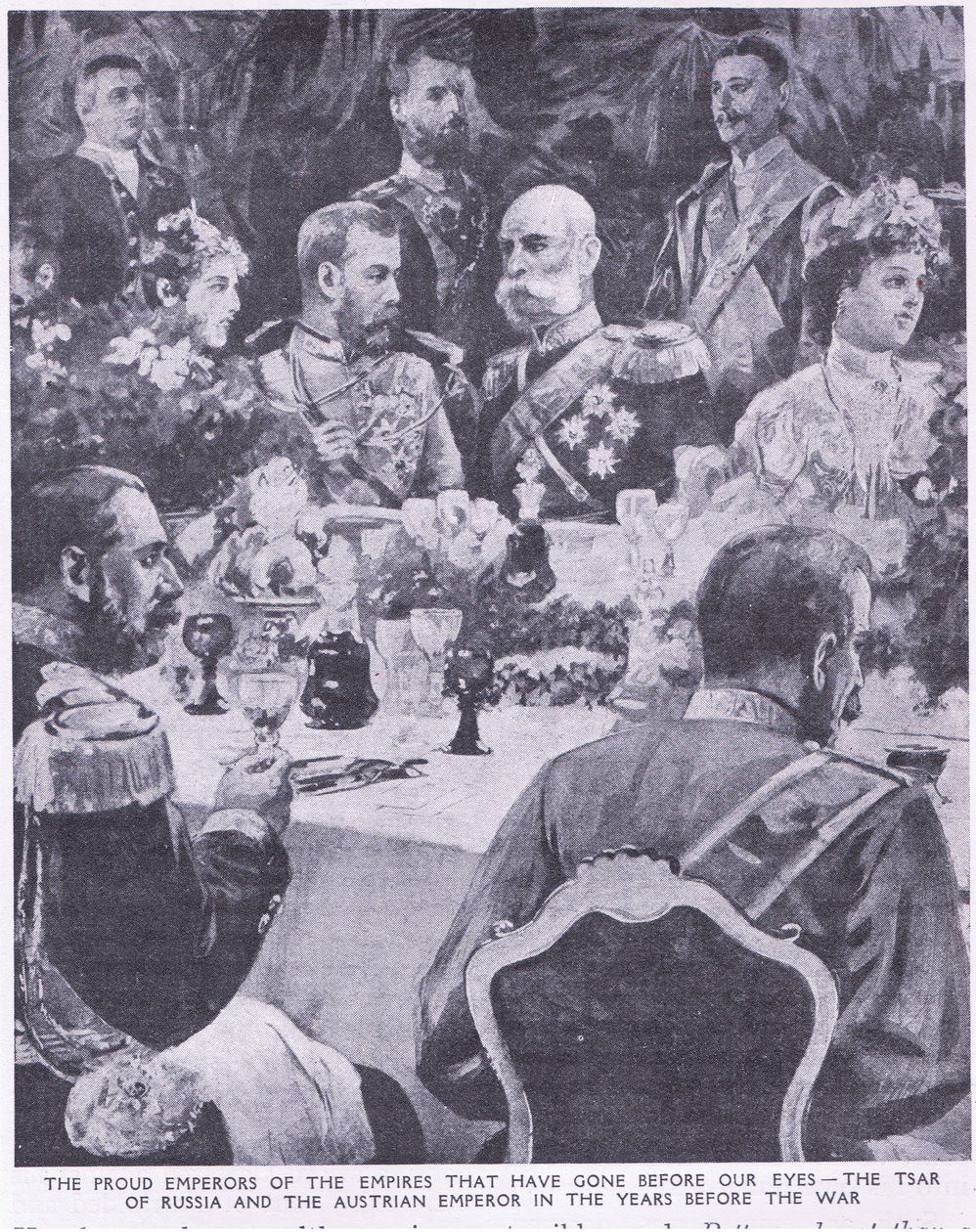 Zar de Rusia y el emperador austríaco en un banquete antes de la guerra de Charles Mills Sheldon