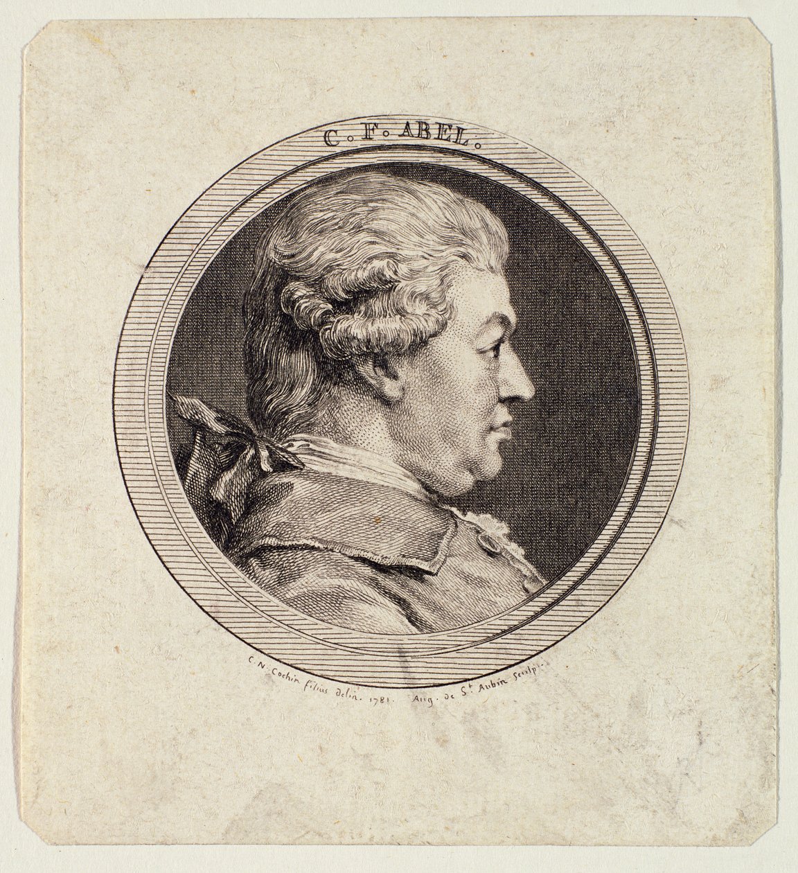 Carl Friedrich Abel (1723-87) grabado por Augustin de Saint-Aubin (1781) de Charles Nicolas II Cochin