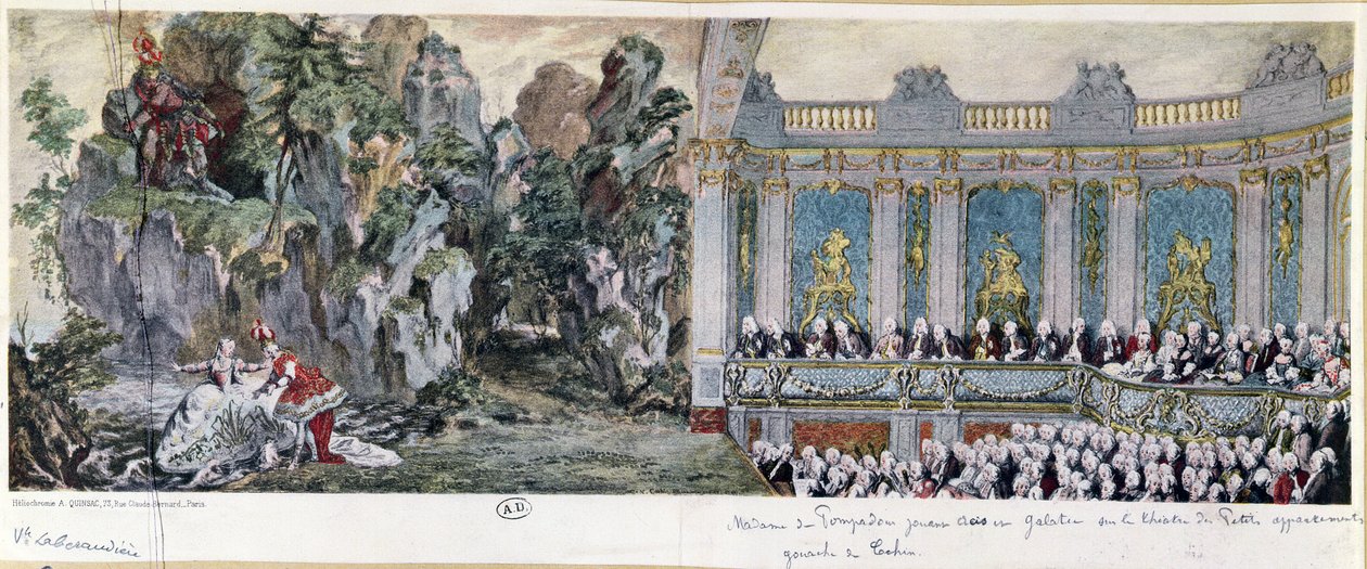 Jeanne Antoinette Poisson (1721-64), Marquesa de Pompadour y el Vizconde de Rohan actuando en la ópera 