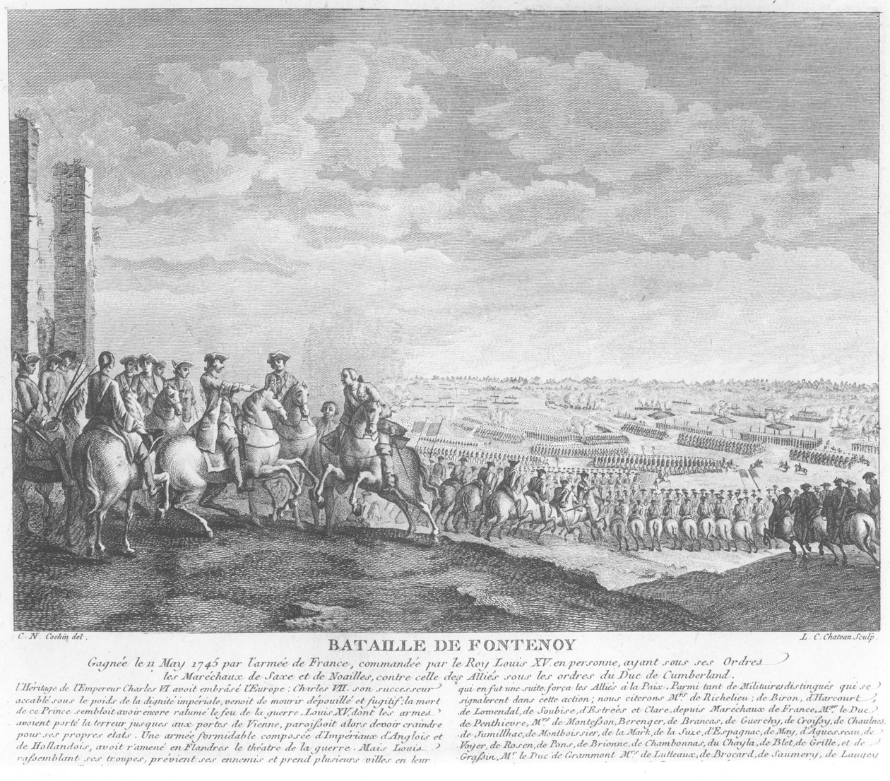 La batalla de Fontenoy, 11 de mayo de 1745, 1828 de Charles Nicolas II Cochin