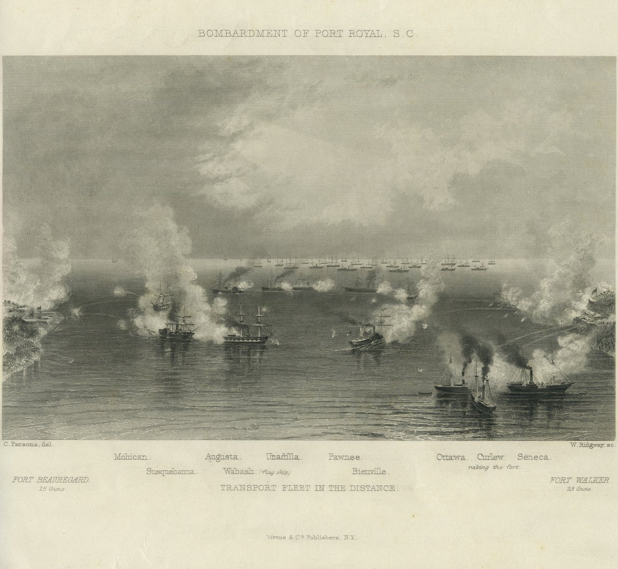 Bombardeo de Port Royal, S.C., c. 1861 de Charles Parsons