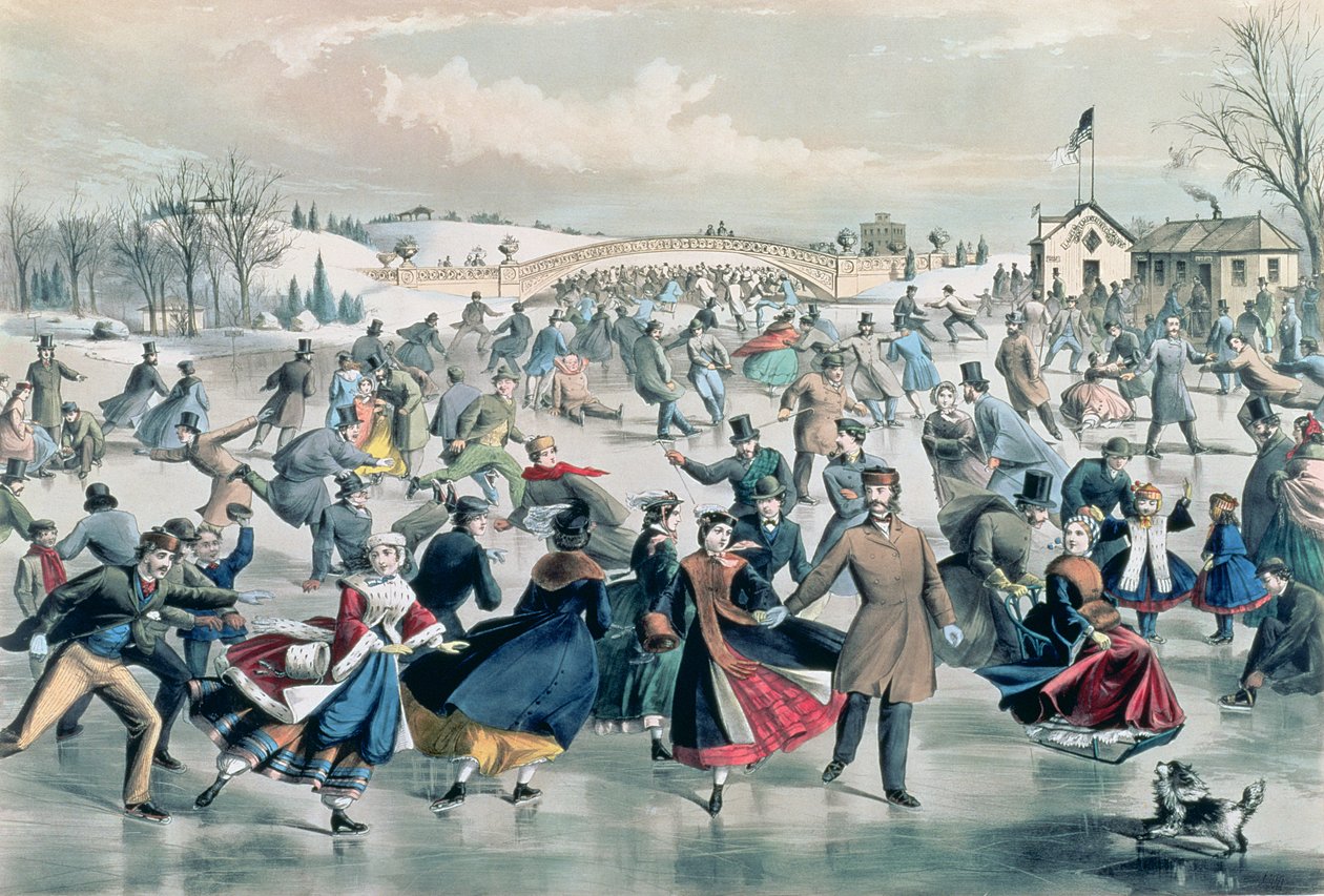El estanque de patinaje, pub. por Currier and Ives, Nueva York, 1862 de Charles Parsons