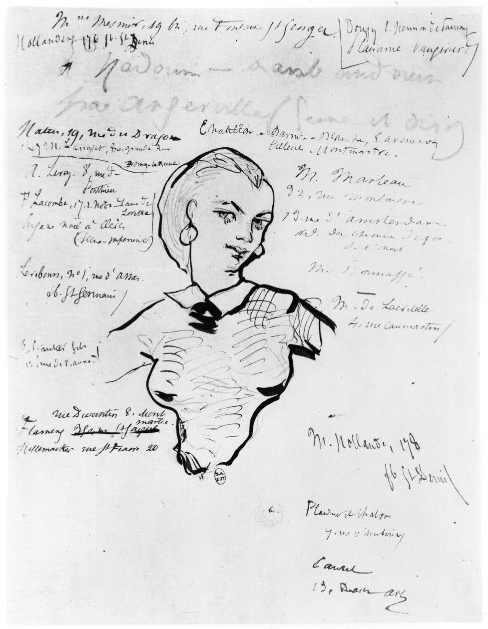 Retrato de Jeanne Duval con notas de Auguste Poulet-Malassis (1825-78) 1858-60 de Charles Pierre Baudelaire