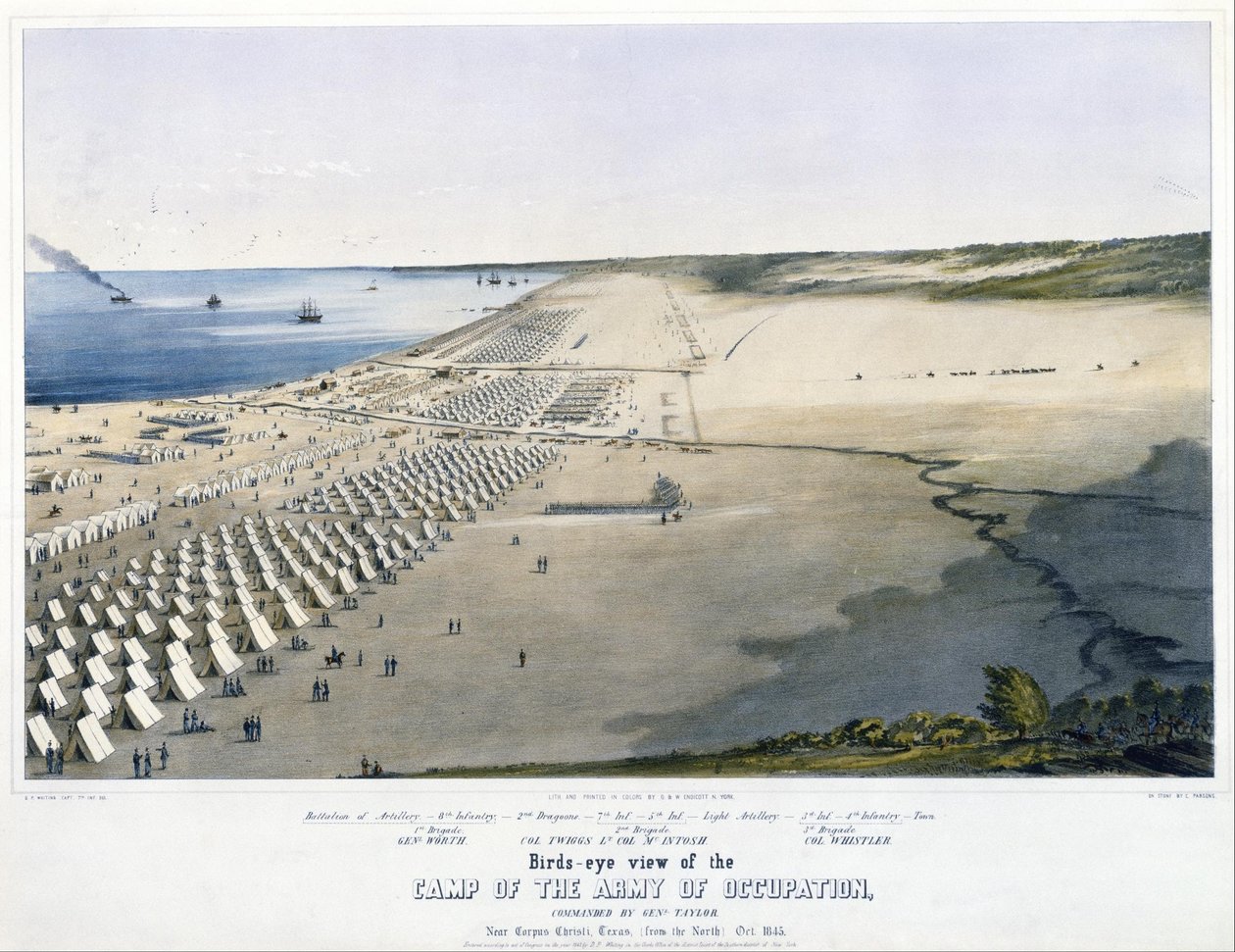 Vista aérea del campamento del ejército de ocupación, comandado por el General Taylor. Cerca de Corpus Christi de Charles Parsons