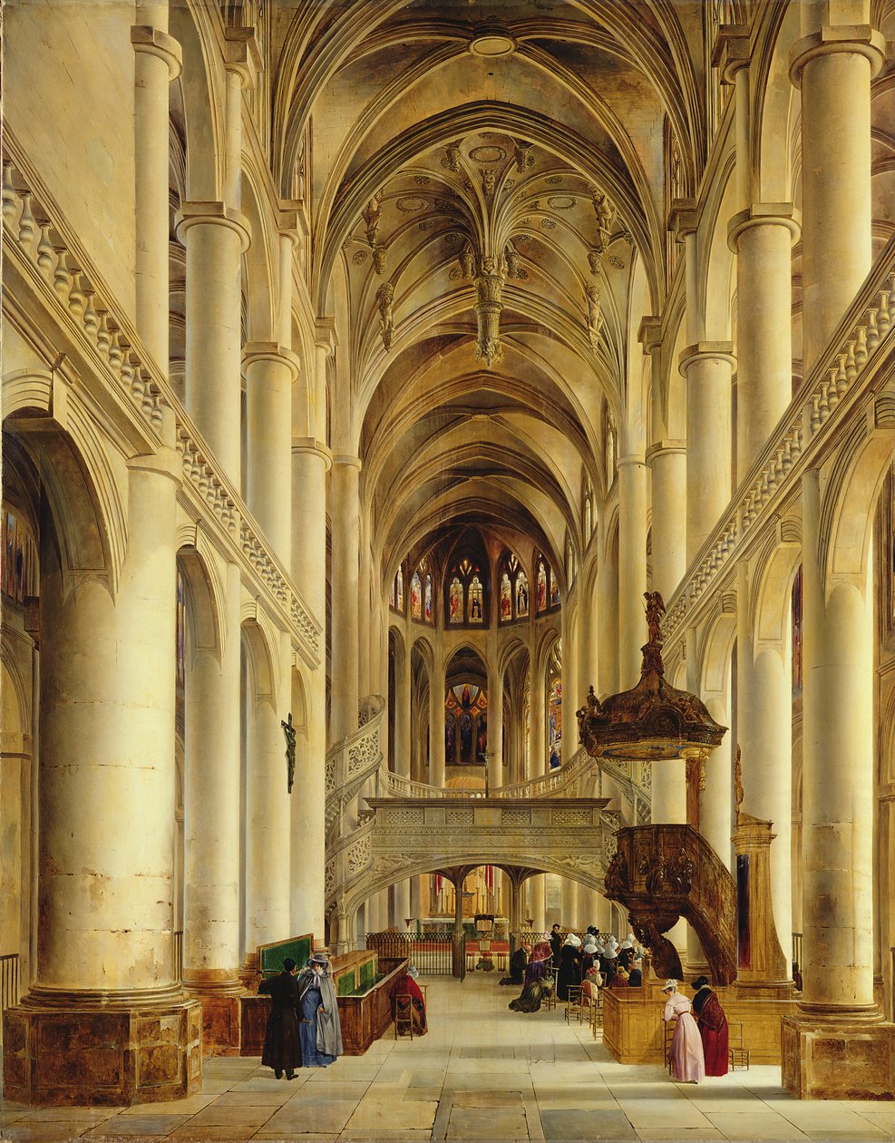 Interior de la Iglesia de Saint-Etienne-du-Mont, París, c.1820 de Charles Renoux
