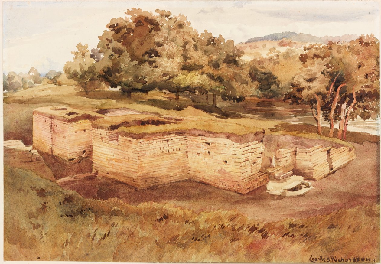 Los baños romanos, Chesters, North Tyne (Vista Oeste) de Charles Richardson