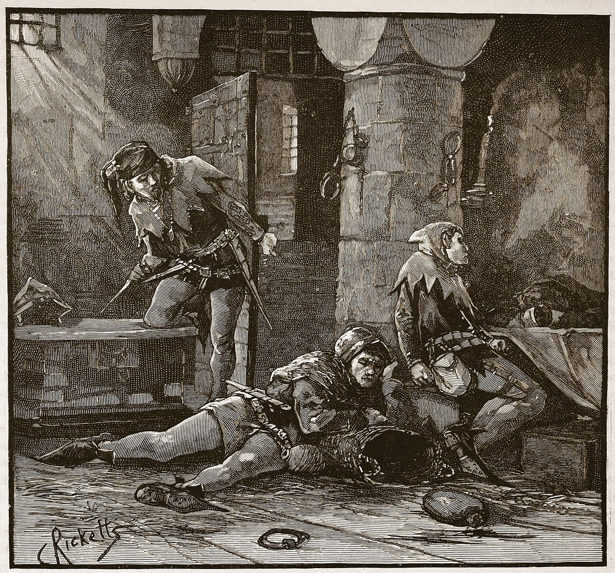 Escape de Roger Mortimer de la Torre, ilustración de 