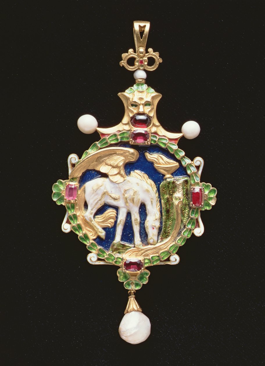 Colgante de Pegaso con miniatura de Miss Edith Emily Cooper, cerrado, 1901 de Charles Ricketts