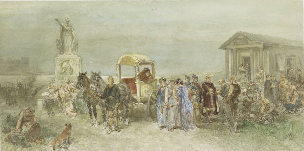 Plaza del mercado con romanos y batavos de Charles Rochussen