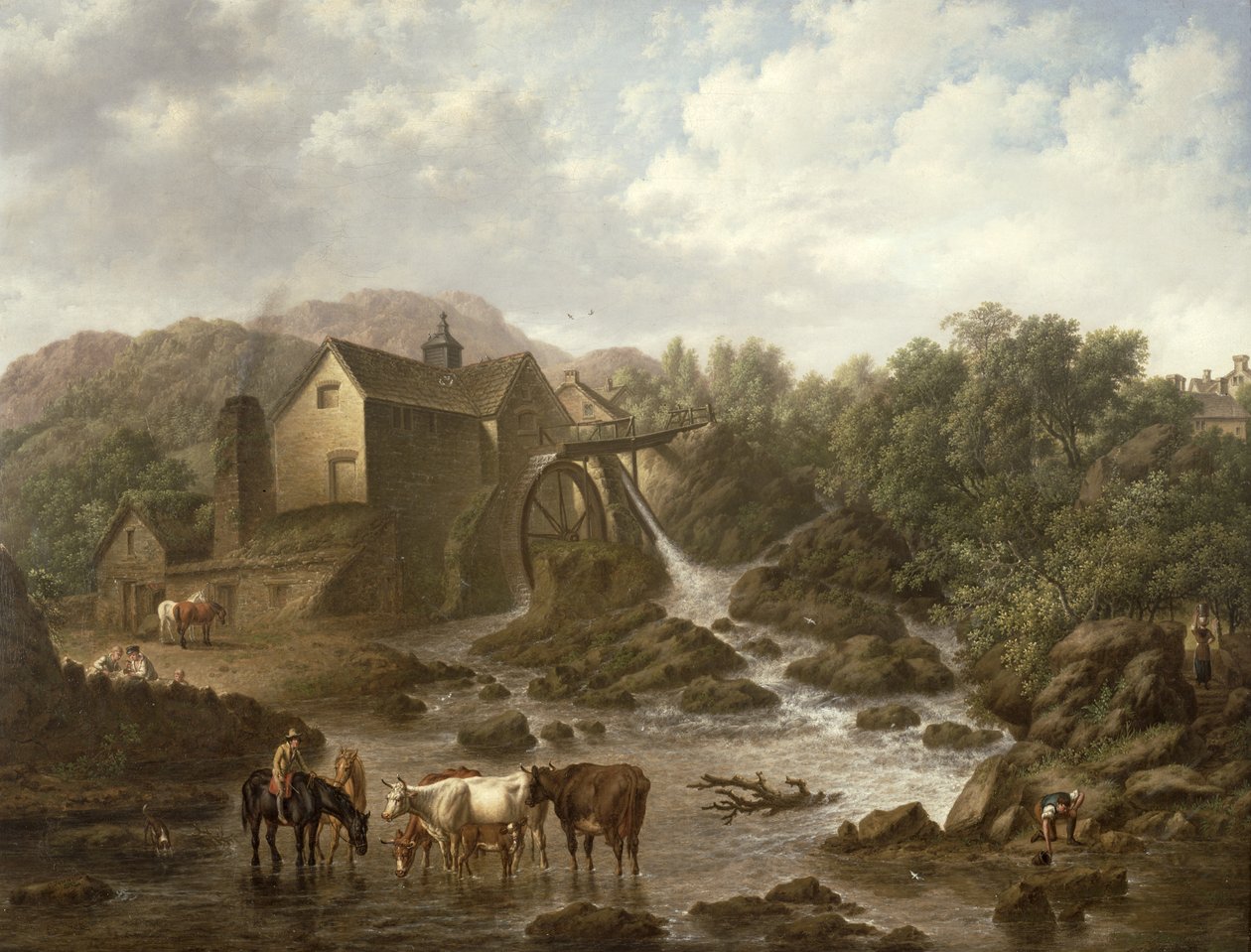 Escena del Río con Molino de Sobremarcha, 1833 de Charles Towne