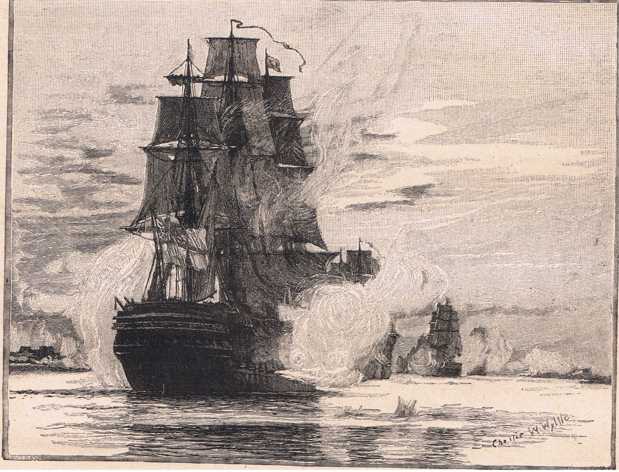 La flota británica pasando por los Dardanelos en 1807 de Charles William Wyllie