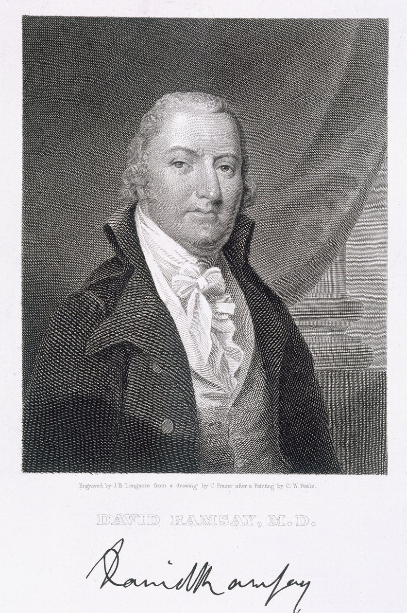 David Ramsay, grabado por James Barton Longacre (1794-1869) después de un dibujo del original por Charles Fraser (1782-1860) de Charles Willson Peale