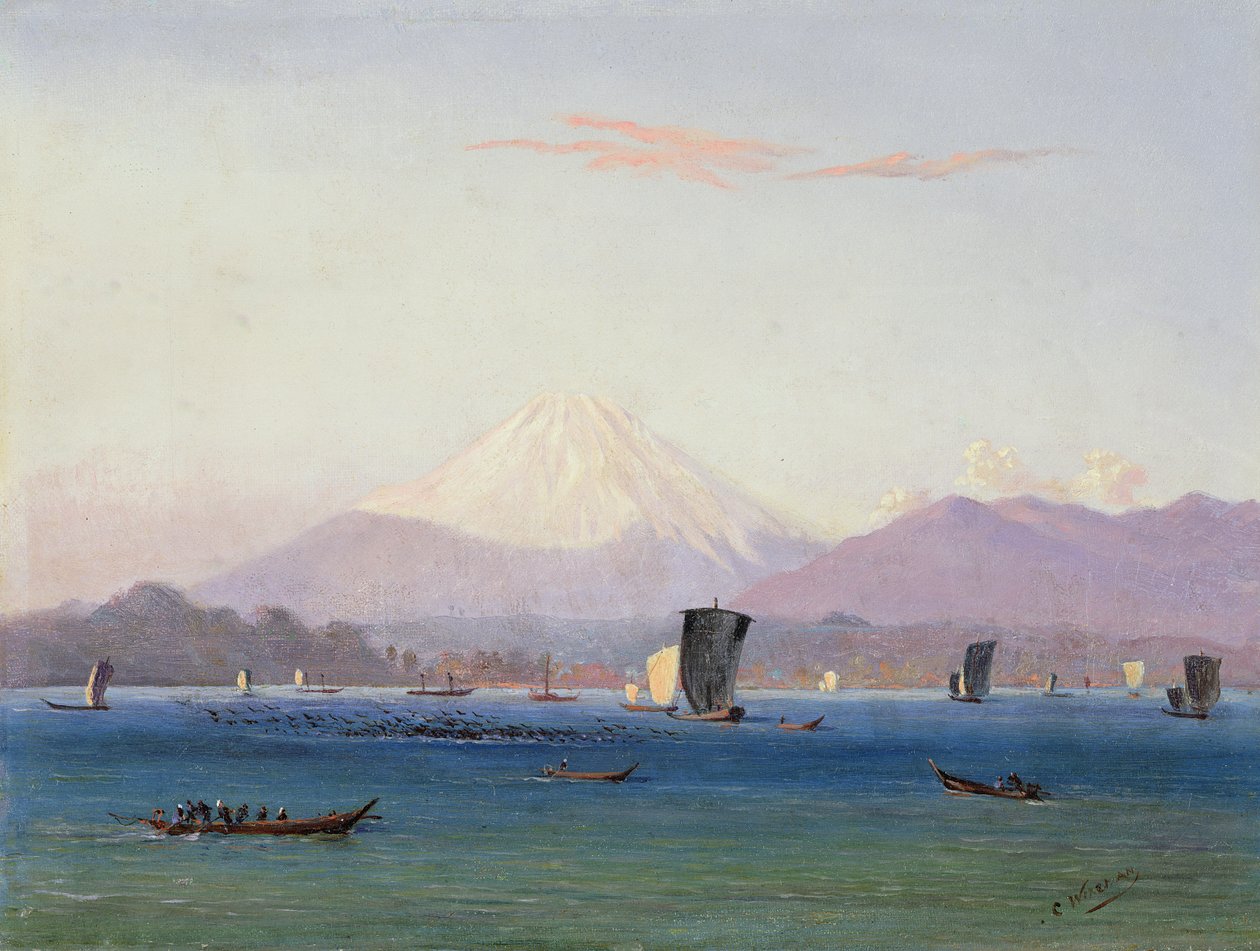 Una vista del Monte Fuji de Charles Wirgman