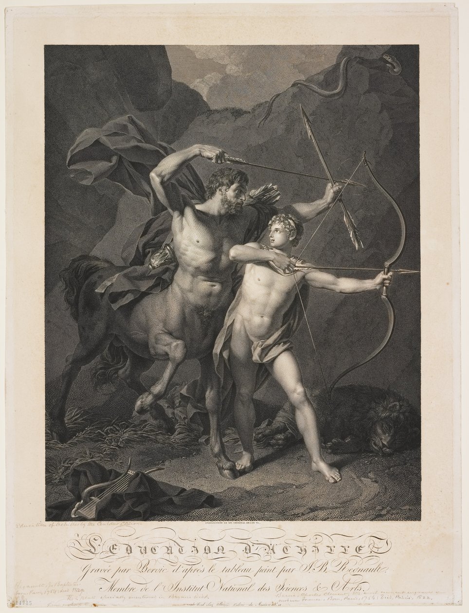 La Educación de Aquiles por el Centauro Quirón de Charles Clément Bervic