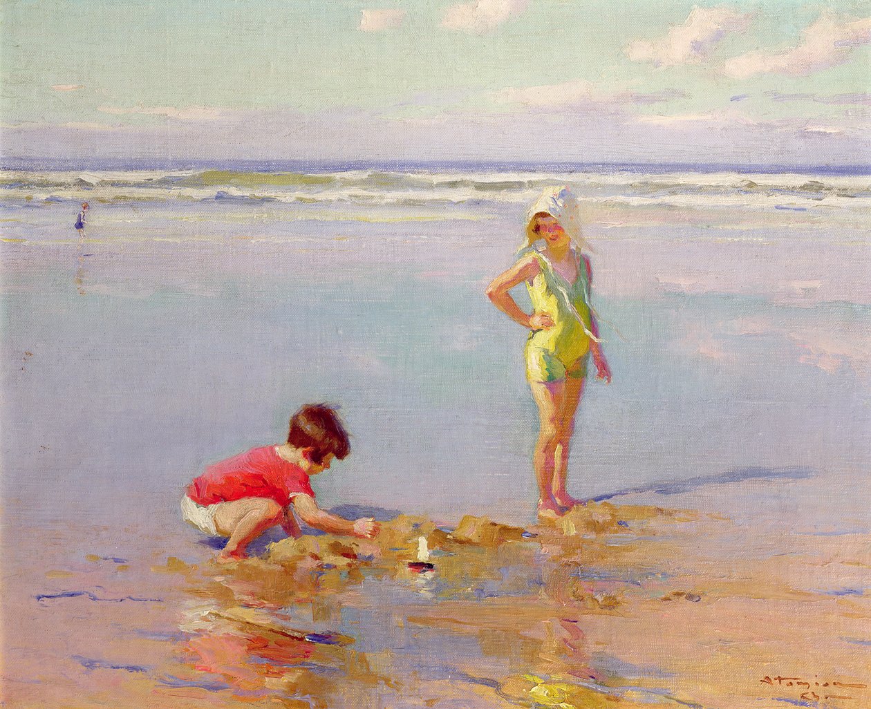Niños en la playa de Charles Garabed Atamian