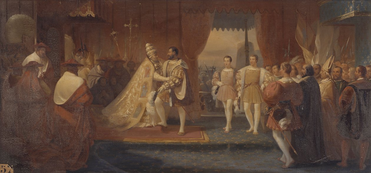 Entrevista de Francisco I y el papa Clemente VIII en Marsella. 13 de octubre de 1533 de Charles Philippe Lariviere