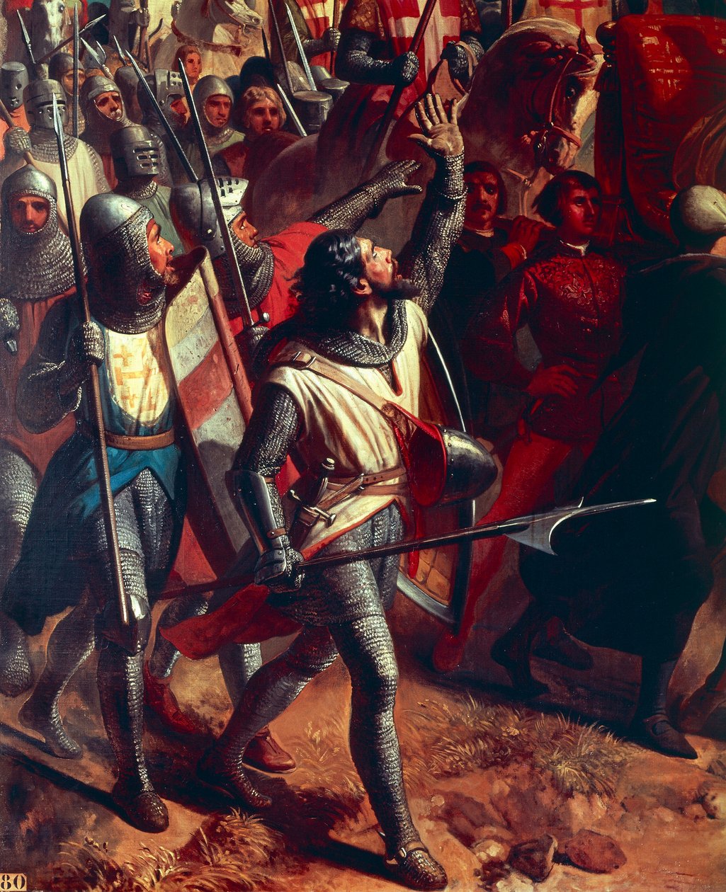 La batalla de Montgisard 1177, detalle de un cruzado, c.1842 (óleo sobre lienzo) de Charles Philippe Lariviere