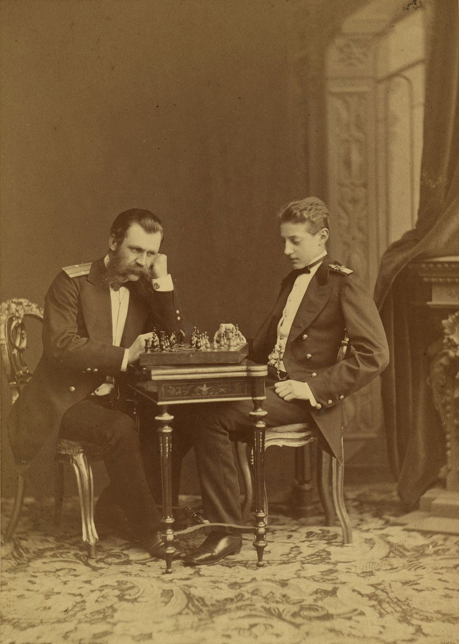 Constantin Nikolaievitch de Russie et Constantin Constantinovitch de Russie - Gran Duque Konstantin Nikolaevich de Rusia (1827-1892) y Gran Duque Constantinovich de Rusia (1858-1915), por Bergamasco, Charles (Karl) (1830-1896). Foto del álbum de Charles Bergamasco
