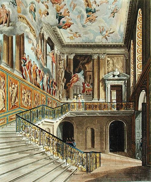 La gran escalera en el Palacio de Hampton Court de 