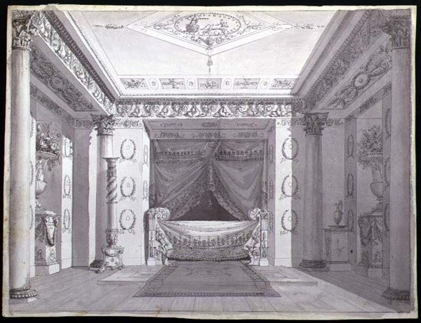 Diseño para un dormitorio imperial, c.1810 de Charles (attr. to) Percier