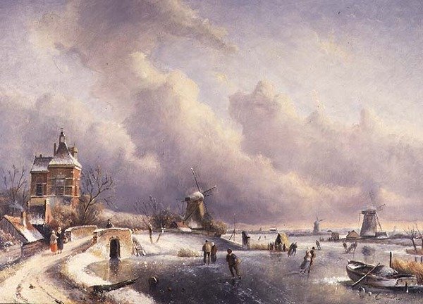 Un paisaje de invierno de Charles (circle of) Leickert