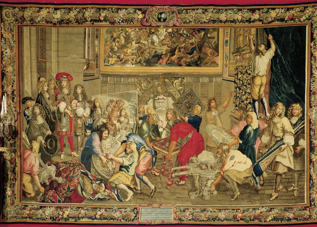 Luis XIV visita la fábrica de los Gobelinos de Charles (studio of ) Le Brun